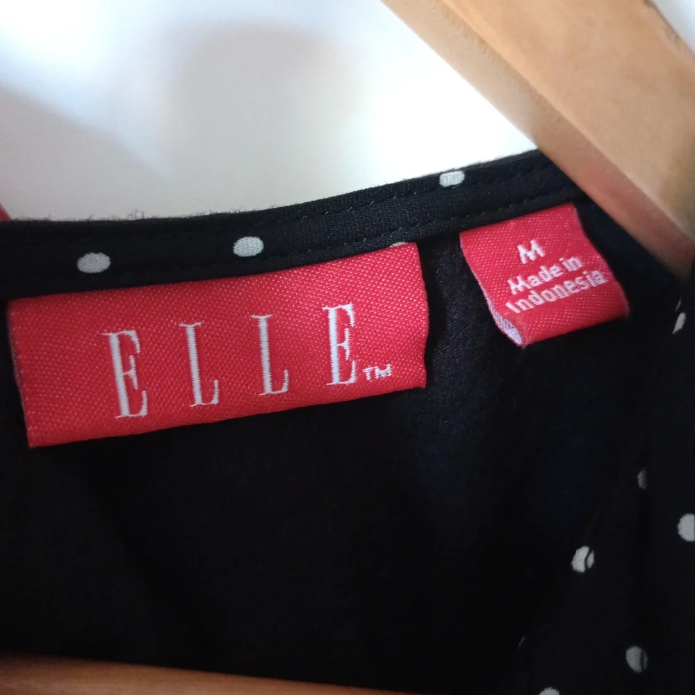 Elle Black Polka Dot Sleeveless Top Size Medium - Picture 9 of 10